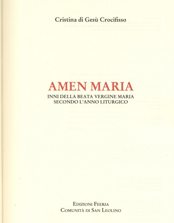 Amen Maria - prima pagina